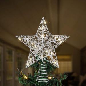 imageToyvian Christmas Tree Topper StarChristmas Decorations Lighted Wire Xmas Tree Star for Christmas Tree Ornament 12 Inch Silver