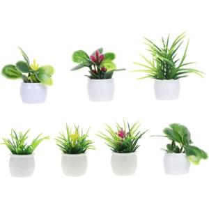 imageToyvian 7 Pcs Mini Plant Model Mini Succulent Plants Mini Plants Artificial Succulent Farmhouse Desktop Ornaments Small Artificial Succulent Plants Dollhouse Potted Flower Mini Decoration