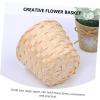 imageToyvian 5pcs Woven Storage Basket Set  Rattan Wicker Seagrass Belly Basket Small Woven Cube and Round Wooden Doll House Candy BowlAs Shown 5