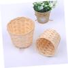 imageToyvian 5pcs Woven Storage Basket Set  Rattan Wicker Seagrass Belly Basket Small Woven Cube and Round Wooden Doll House Candy BowlAs Shown 5