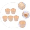 imageToyvian 5pcs Woven Storage Basket Set  Rattan Wicker Seagrass Belly Basket Small Woven Cube and Round Wooden Doll House Candy BowlAs Shown 5