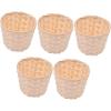 imageToyvian 5pcs Woven Storage Basket Set  Rattan Wicker Seagrass Belly Basket Small Woven Cube and Round Wooden Doll House Candy BowlAs Shown 5
