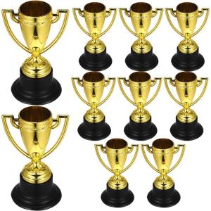 imageToyvian 10pcs Mini Trophies Plastic Golden Mini Award Trophy Reward Cups Decor Gift Awards Trophy with Black BaseGolden