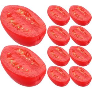imageToyvian Fake Food Artificial Tomato 10pcs Simulation Cherry Tomatoes Slices Models  Lifelike Half Tomato Vegetable Ornament for Artificial Meat Food Dish Decor39X28X17CM