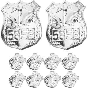 imageToyvian Pretend Play Police Badges 10 Pcs Plastic Officer Badge Lapel Pin Cop Badge Police Officer Costume for Kids Police Dress up Accessories