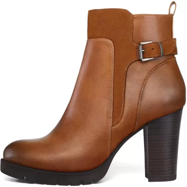 mysoft Womens Ankle Boots Chunky Stacked Heel Zipper Booties  Available in Wide SizesBrown