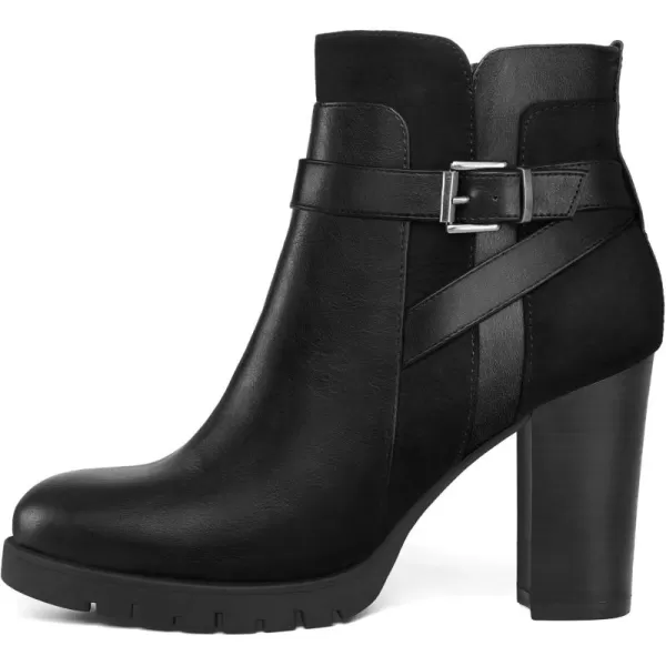 mysoft Womens Ankle Boots Chunky Stacked Heel Zipper Booties  Available in Wide SizesBuckle Black