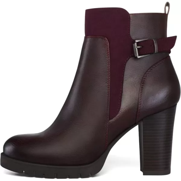 mysoft Womens Ankle Boots Chunky Stacked Heel Zipper Booties  Available in Wide SizesBurgundy