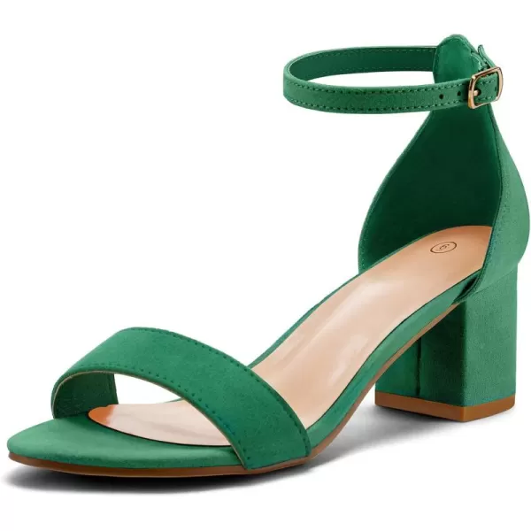 mysoft Womens Chunky Low Heels Open Toe Block Heeled Dress Ankle Strap Pump Wedding SandalsGreen