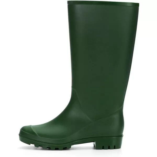 mysoft Womens Knee High Rain Boots Waterproof Tall Rain Footware Wellies Garden BootsArmy Green