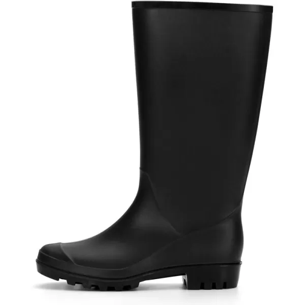 mysoft Womens Knee High Rain Boots Waterproof Tall Rain Footware Wellies Garden BootsBlack