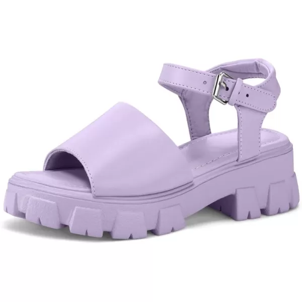 mysoft Womens Platform Chunky Sandals Lug Sole Open Toe with Buckle Ankle StrapPurple