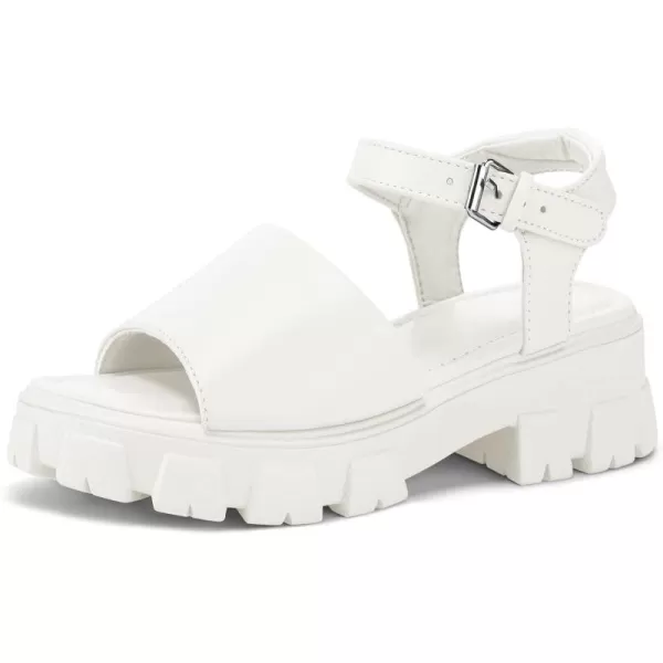 mysoft Womens Platform Chunky Sandals Lug Sole Open Toe with Buckle Ankle StrapWhite