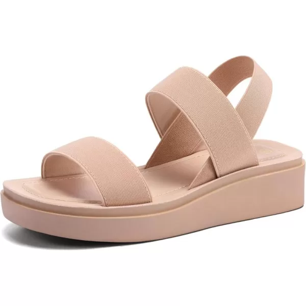 mysoft Womens Platform Wedges Sandals Slingback Lightweight Elastic Ankle Strap Low Wedges Walking Sandals Comfortable Slip On Casual ShoesLight Pink