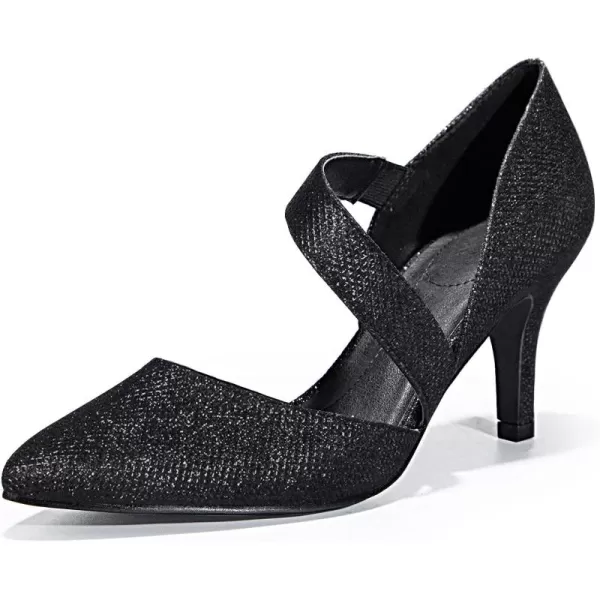 mysoft Womens Pumps Pointed Toe 3 inch Dress ShoesBlack Glitter