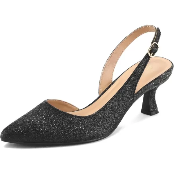 mysoft Womens Pumps Slingback Kitten Heels Pointed Toe Sexy Wedding Party Dress Pump ShoesBlack Glitter