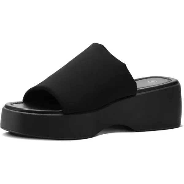 mysoft Womens Wedge Platform Sandals Open Toe Slip On Slide Flatform Summer ShoesBlack