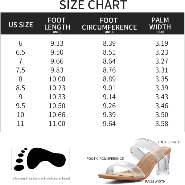 mysoft Clear Heels for Women Transparent Two Strap Block Chunky Square Heel Sandals Open Toe Slip On Dress Sandals Clear size 95