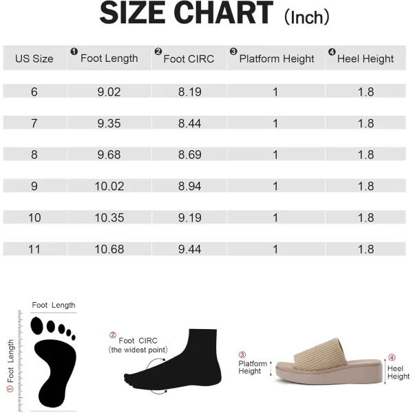 mysoft Womens 18 Inch Knit Platform Sandals Summer Slip On Open Toe Flatform Slide SandalsLight Taupe