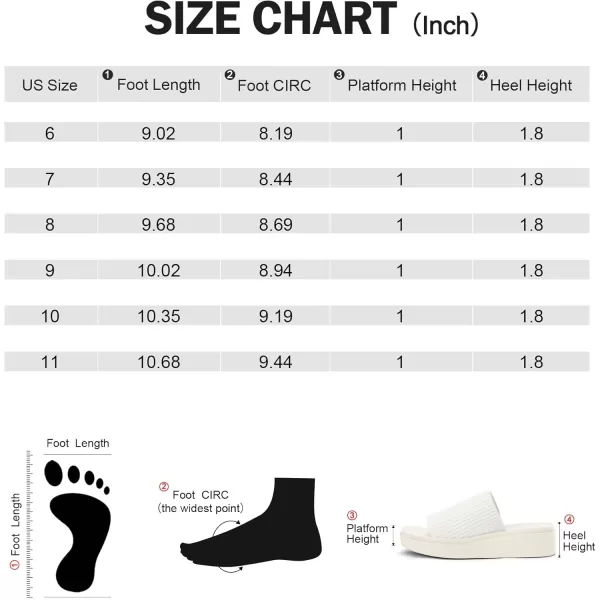 mysoft Womens 18 Inch Knit Platform Sandals Summer Slip On Open Toe Flatform Slide SandalsWhite