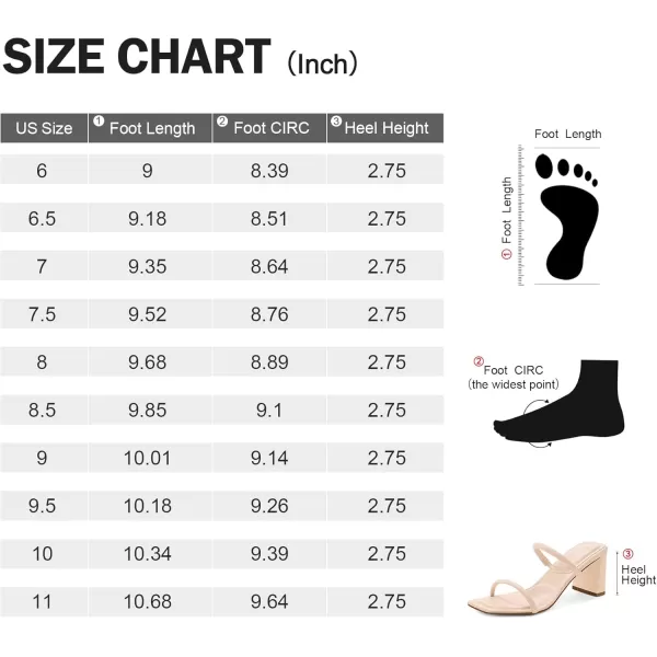 mysoft Womens 3 inch Block Heel Square Toe Sandals Two Straps Mules Backless Slip On Dress ShoesNudepu