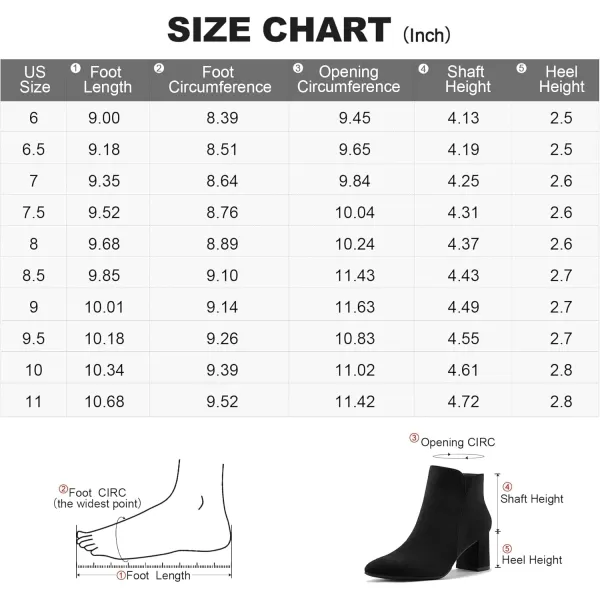 mysoft Womens Ankle Boots Chunky Block Low Heel Comfortable Pointed Toe Side V Cutout Dressy Office Booties with ZipperBlack Suede