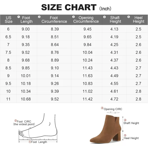 mysoft Womens Ankle Boots Chunky Block Low Heel Comfortable Pointed Toe Side V Cutout Dressy Office Booties with ZipperBrown