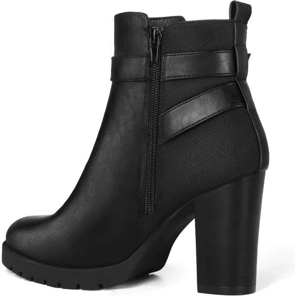 mysoft Womens Ankle Boots Chunky Stacked Heel Zipper Booties  Available in Wide SizesBlack