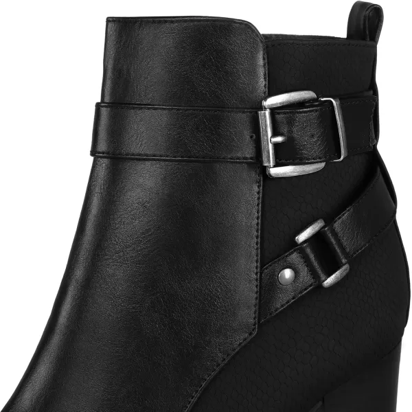 mysoft Womens Ankle Boots Chunky Stacked Heel Zipper Booties  Available in Wide SizesBlack