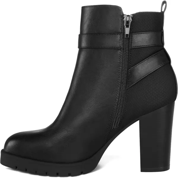 mysoft Womens Ankle Boots Chunky Stacked Heel Zipper Booties  Available in Wide SizesBlack