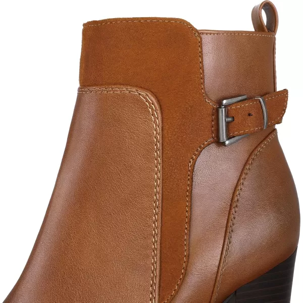 mysoft Womens Ankle Boots Chunky Stacked Heel Zipper Booties  Available in Wide SizesBrown