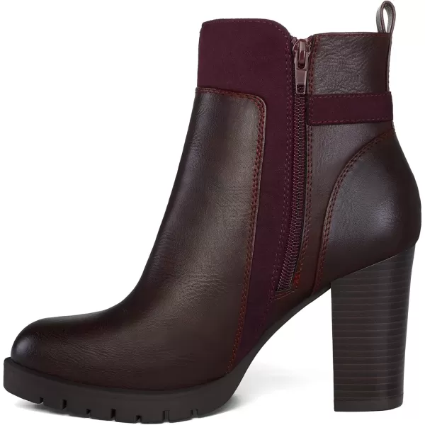 mysoft Womens Ankle Boots Chunky Stacked Heel Zipper Booties  Available in Wide SizesBurgundy