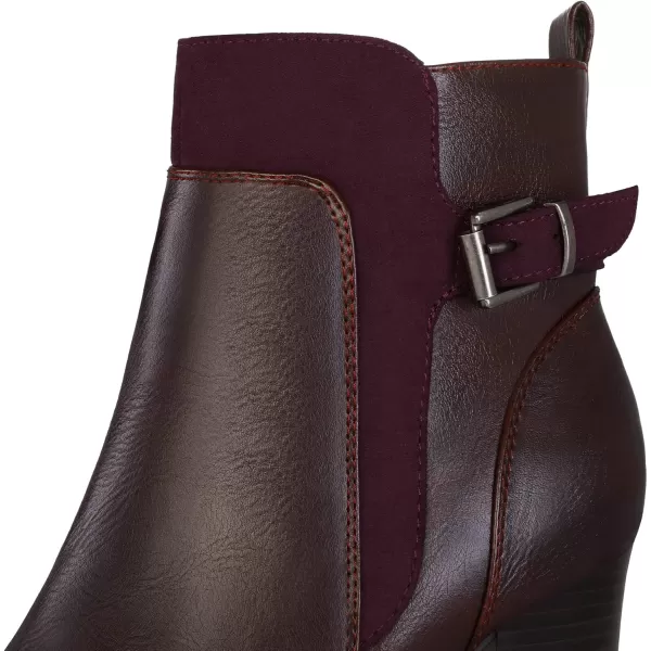 mysoft Womens Ankle Boots Chunky Stacked Heel Zipper Booties  Available in Wide SizesBurgundy