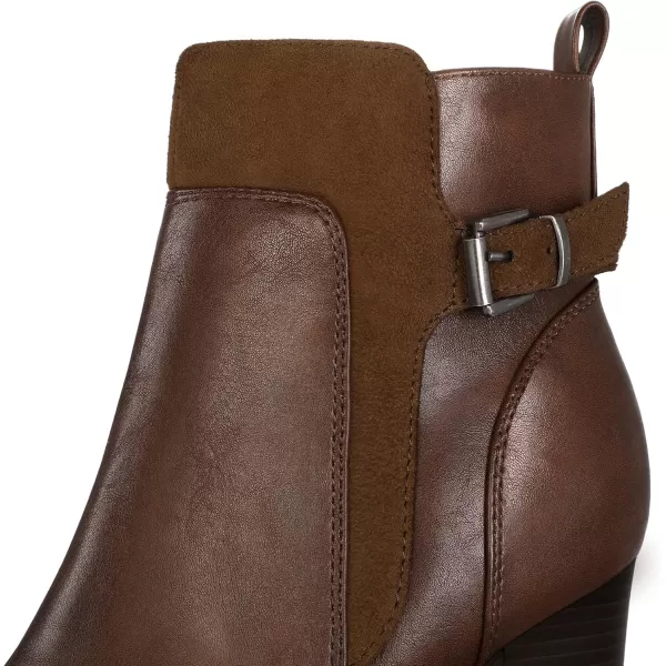 mysoft Womens Ankle Boots Chunky Stacked Heel Zipper Booties  Available in Wide SizesDark Brown