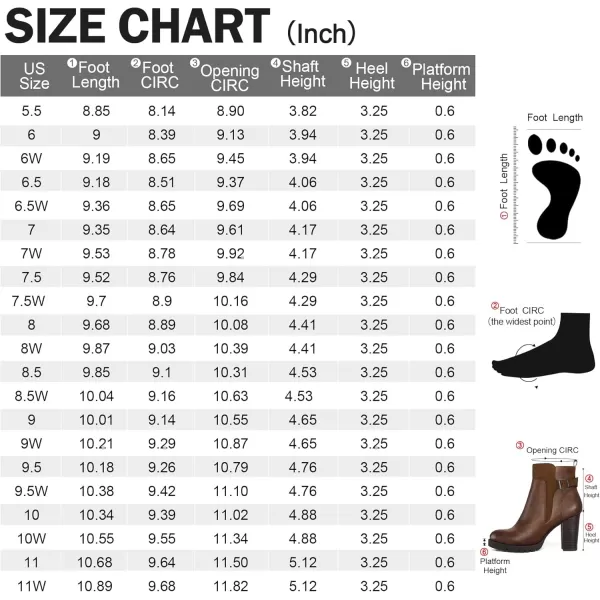 mysoft Womens Ankle Boots Chunky Stacked Heel Zipper Booties  Available in Wide SizesDark Brown