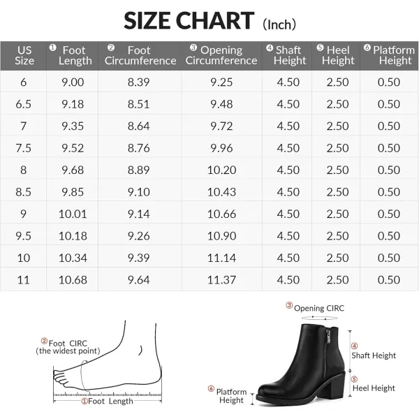 mysoft Womens Ankle Boots Low Chunky Stacked Heel Booties With Side ZipperBlack