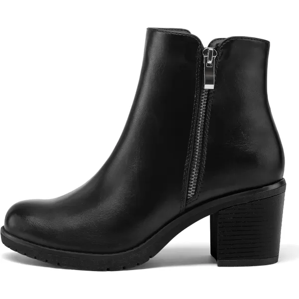 mysoft Womens Ankle Boots Low Chunky Stacked Heel Booties With Side ZipperBlack