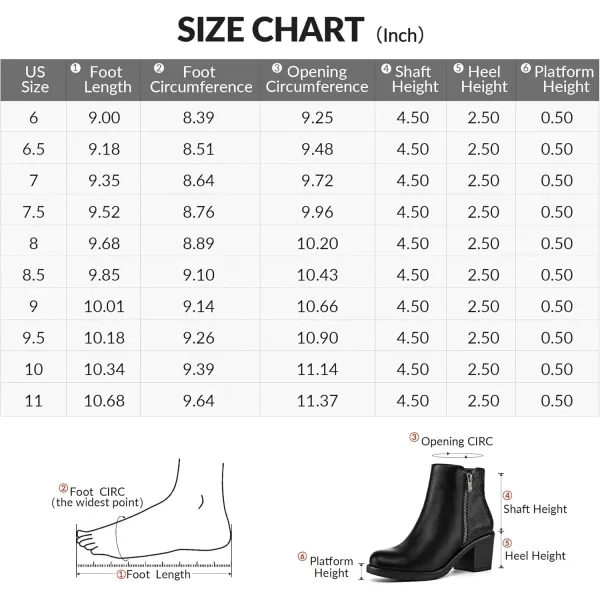 mysoft Womens Ankle Boots Low Chunky Stacked Heel Booties With Side ZipperBlack Pu Splicing