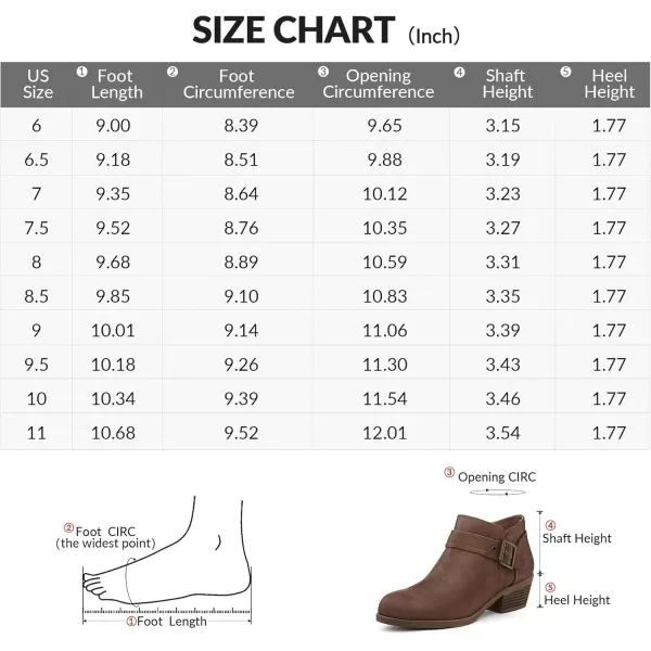 mysoft Womens Ankle Boots Low Chunky Stacked Heel Comfortable Round Toe booties with Side Zipper ShoesBrown Pu