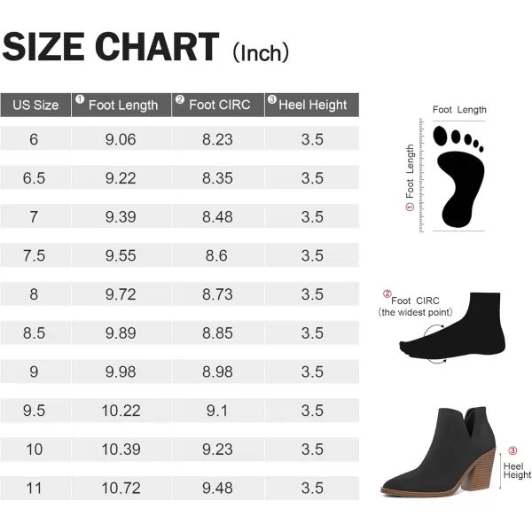 mysoft Womens Ankle Boots Slip on Cutout Pointed Toe Chunky Stacked Mid Heel BootiesBlack Nubuck