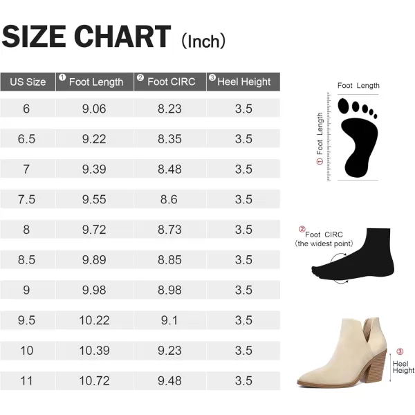 mysoft Womens Ankle Boots Slip on Cutout Pointed Toe Chunky Stacked Mid Heel BootiesOffwhite