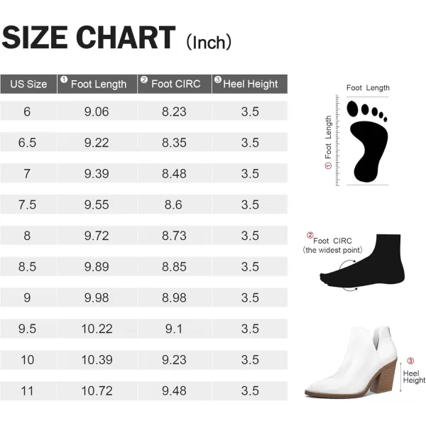 mysoft Womens Ankle Boots Slip on Cutout Pointed Toe Chunky Stacked Mid Heel BootiesWhite Snake