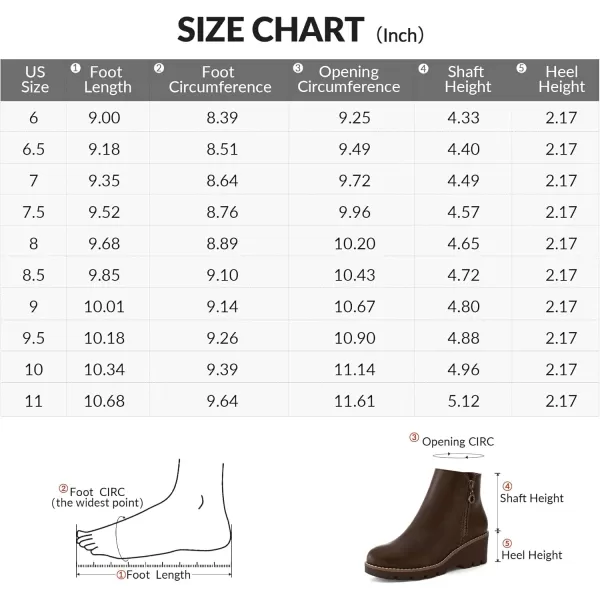 mysoft Womens Ankle Boots Zipper Wedge Booties Lug SoleBrown