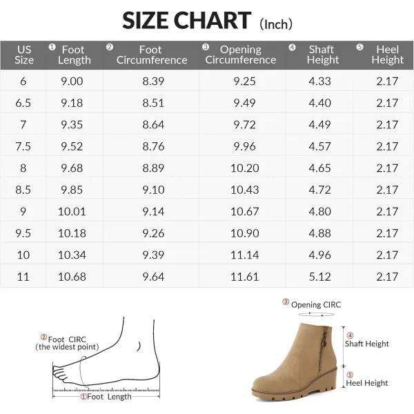 mysoft Womens Ankle Boots Zipper Wedge Booties Lug SoleSand Nubuck