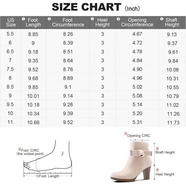 mysoft Womens Booties with Heel Chunky Stacked Heel Zipper Ankle Boots for LadiesBeige Bow