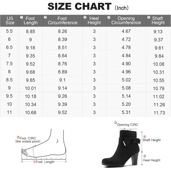 mysoft Womens Booties with Heel Chunky Stacked Heel Zipper Ankle Boots for LadiesBlack Bow