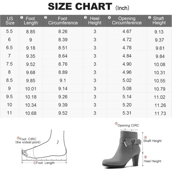 mysoft Womens Booties with Heel Chunky Stacked Heel Zipper Ankle Boots for LadiesGrey Bow