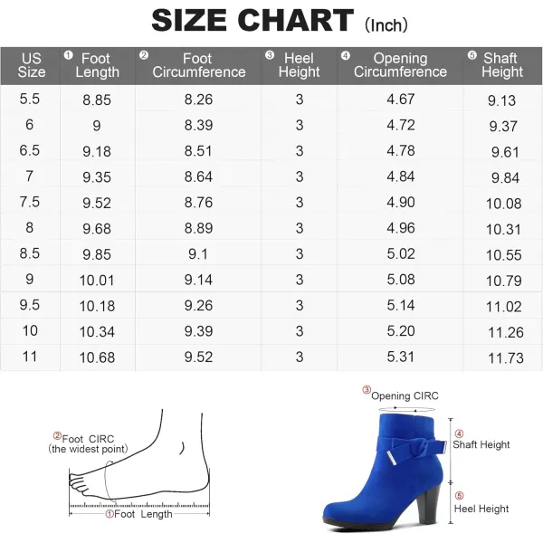 mysoft Womens Booties with Heel Chunky Stacked Heel Zipper Ankle Boots for LadiesRoyal Blue Bow