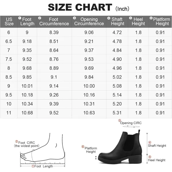 mysoft Womens Chelsea Ankle Boots Side Zipper Chunky Block Low Heel Booties Lug Sole Short BootsBlack Nubuck Pu