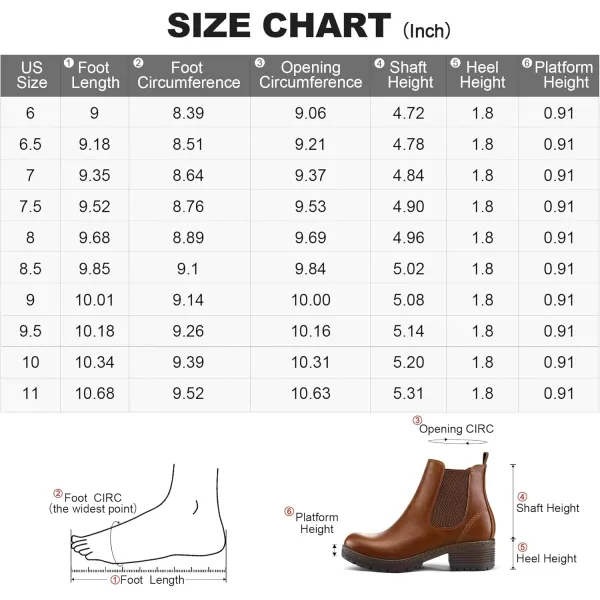 mysoft Womens Chelsea Ankle Boots Side Zipper Chunky Block Low Heel Booties Lug Sole Short BootsBrown